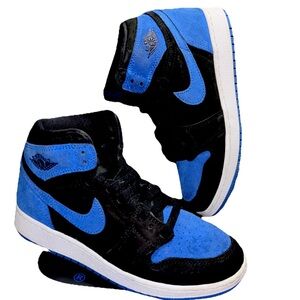Air Jordan 1 Retro High OG GS Reimagined Black /  Royal Blue Size 5Y